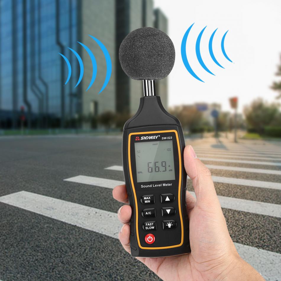 Sndway digital støjmåler præcist lydniveau decibel meter støjtester 30 ~ 130db måleværktøj
