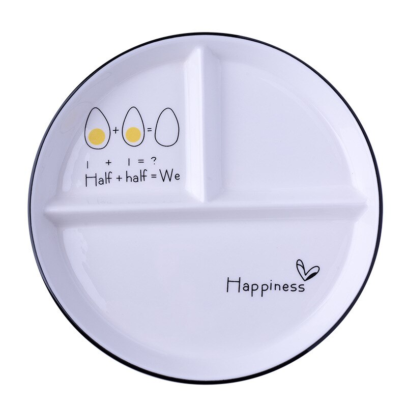 48h Ceramic 8 inch one-person food household breakfast tableware children weight loss quantitative three-divided dinner plate