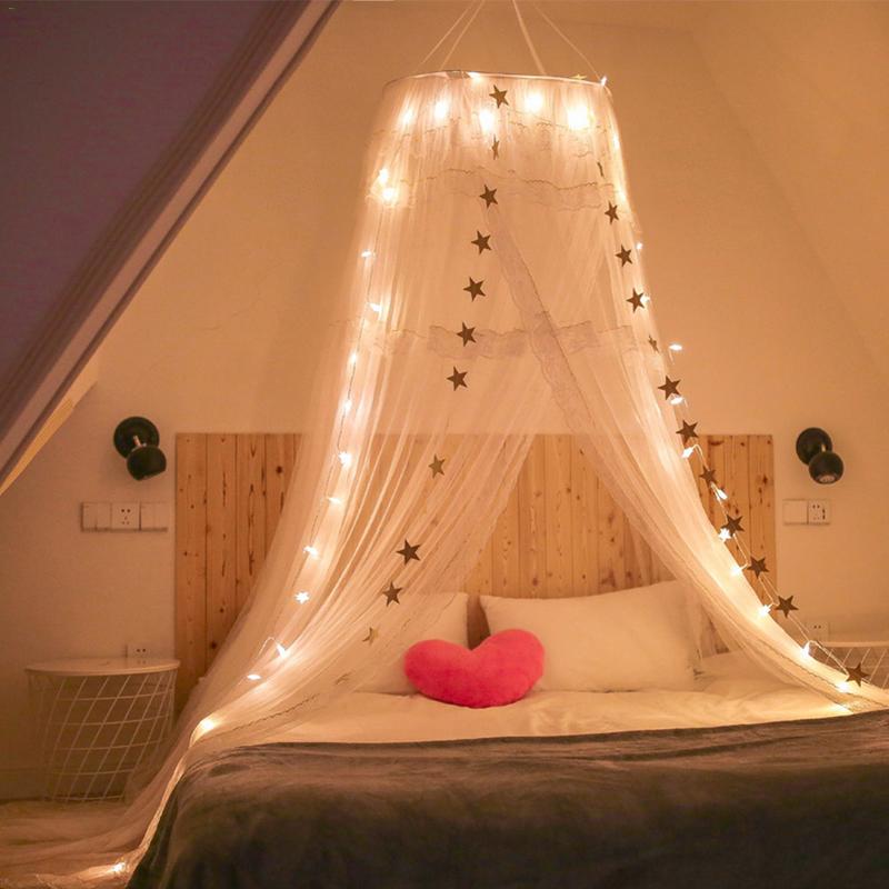 Summer Children Kid Princess Bedding Mosquito Net Romantic Baby Girl Round Bed Mosquito Net Bed Cover Bed Canopy Dream Bedroom