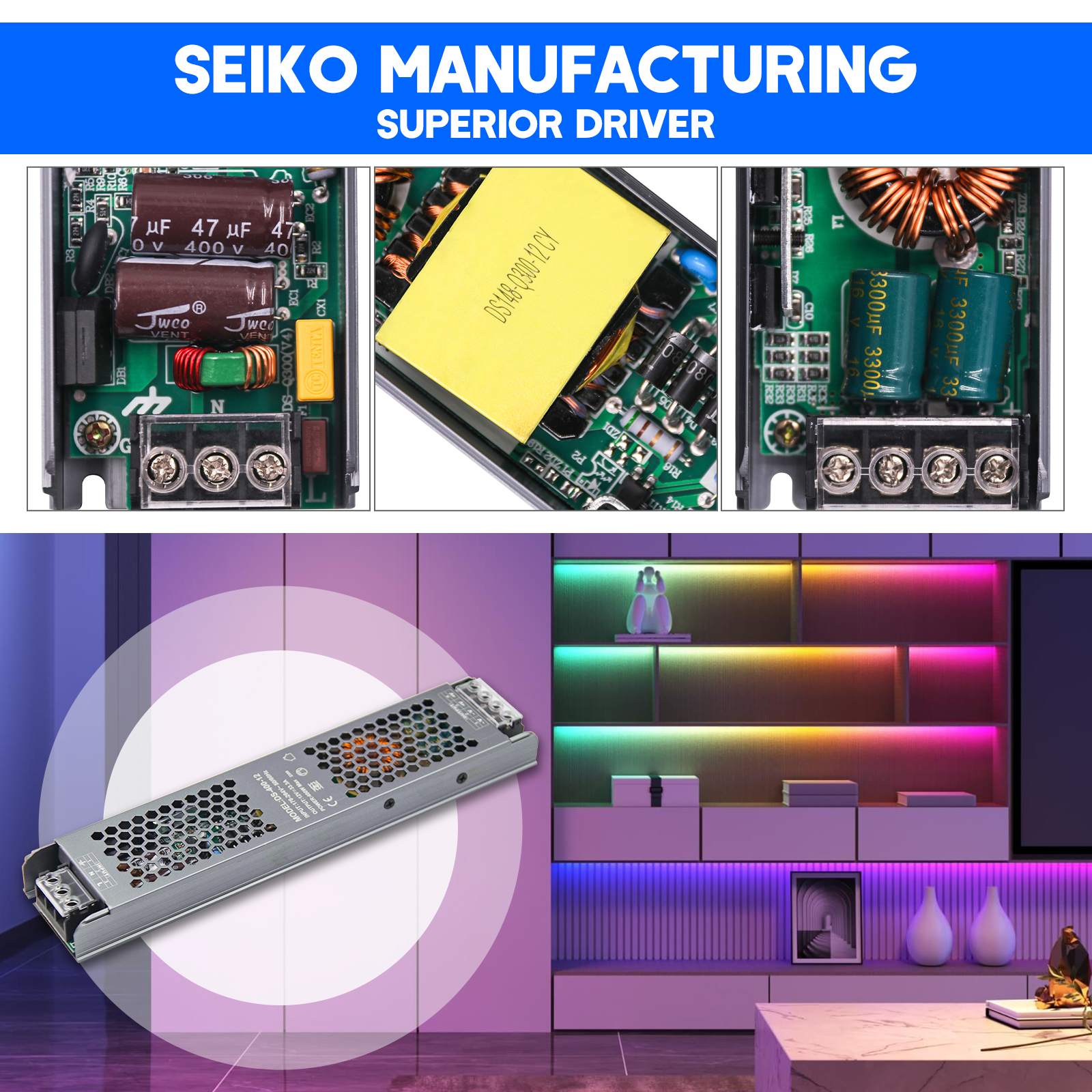 12 Volt Power Supply Lighting Transformer AC180-250V To DC 12V 24V Power Source Adapter For Led Strip 60W-400W LED Driver