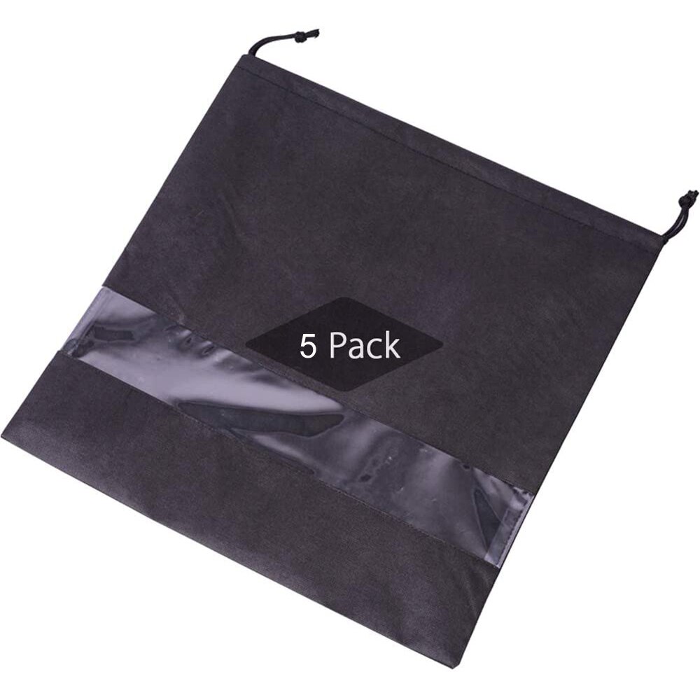 Conjunto de 5 não-tecido 19.7 "x 19.7" drawstring saco de cobertura de poeira com janela visual para bolsas bolsas sapatos
