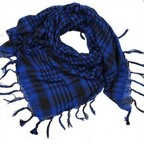 6 Colors Unisex Women Men Checkered Arab Grid Neck Keffiyeh Palestine Scarf Wrap: blue