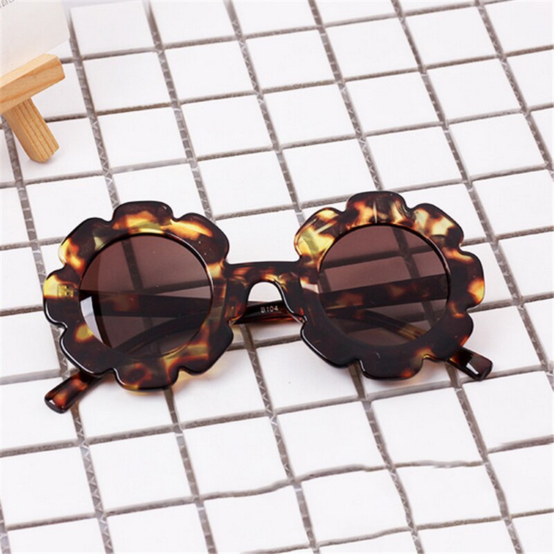 kinder Sonnenbrille Kind Sonnenbrille Runde Blume Baby Kinder Sport Sonnenbrille Mädchen Jungen Oculos De Sol: Leopard