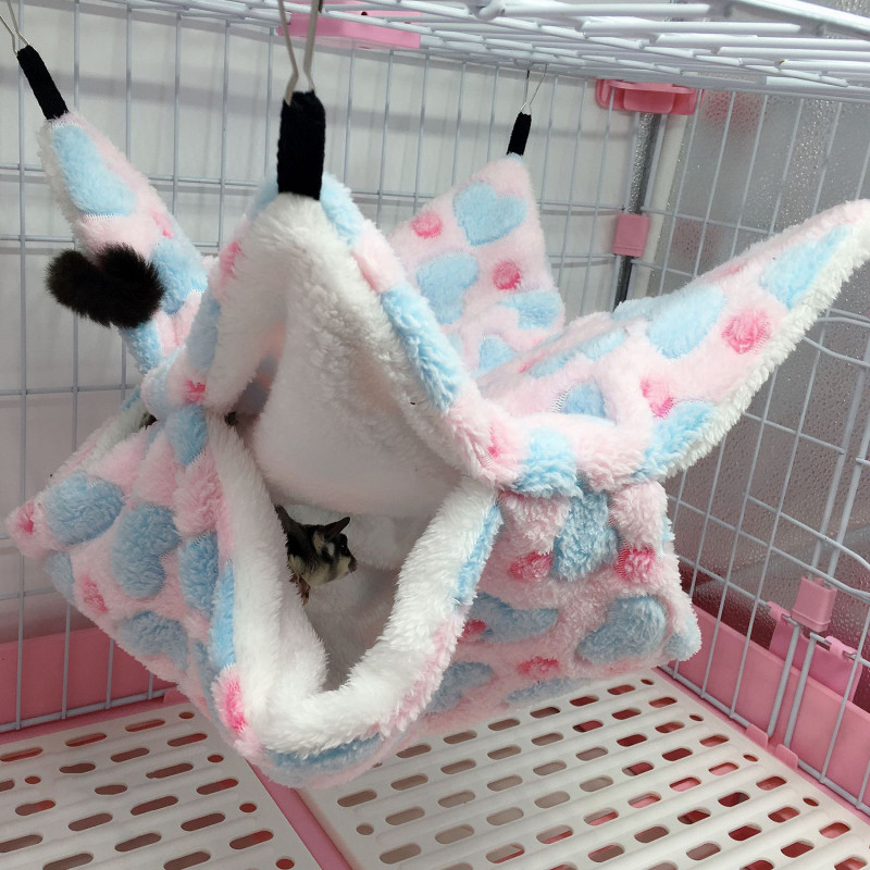 Cage cachette pour Hamster, polaire imprimée, cochon d'inde, planeur de sucre, lit de couchage, rongeur, hamac, Rat, petite maison, fournitures pour animaux