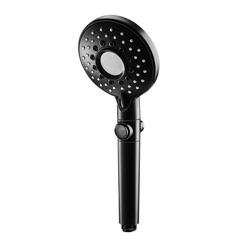 Water Saving Shower Head Black Adjustable High Pressure Shower One-key Stop Water Massage Shower Head For Bathroom: C