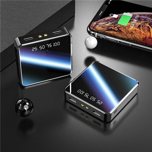 Fast Charging Power Bank 30000mah Mini Portable Digital Display Mobile Phone External Battery with LED Lamp for iPhone Xiaomi: black