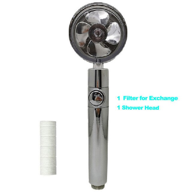 Fun Showerhead Propeller Driven Handheld High Pressure Water Saving Premium Turbocharged for Bathroom Showe Head: f