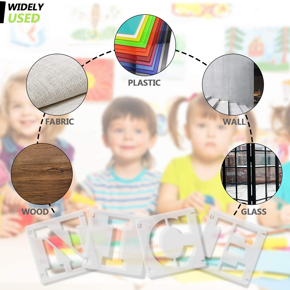 Letter Alphabet Stencils, 36 Pcs Reusable Letter and Number Interlocking templates, Art Craft Letter Stencils for Painting on Wo