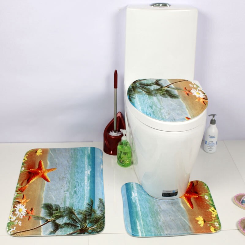Fundas para asientos de inodoro, alfombras de franela Ocean World, alfombrilla de felpa para el baño, alfombrilla para el suelo del asiento, WC, tapa del inodoro, accesorios de baño
