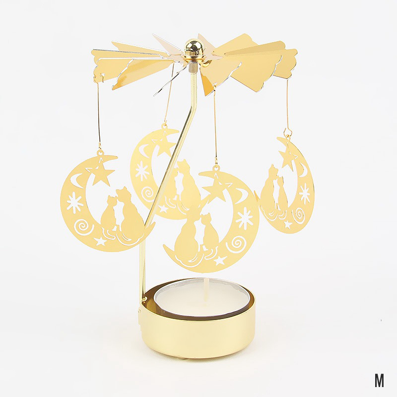 Carousel Candle Holder Gold Metal Candlesticks Room Decor Cake Rotating Candle Stand Home Decoration For Valentine's Christmas