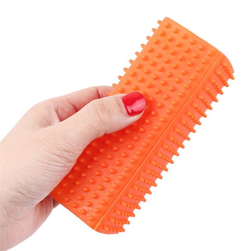 Dissolvant de cheveux en caoutchouc pour chien chat | Brosse creuse pour meubles et canapé: Orange