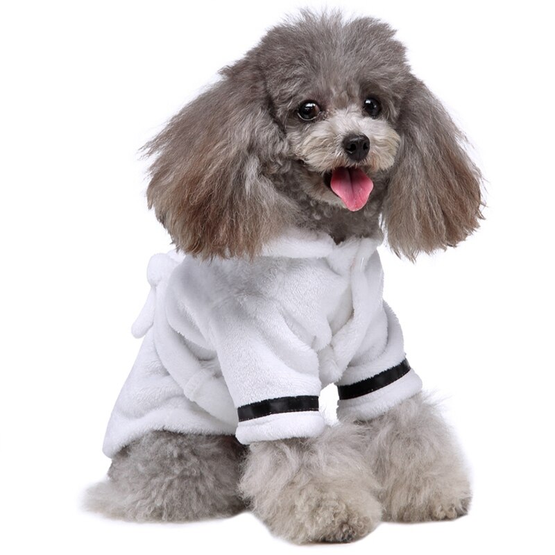 Kæledyr pyjama hund fortykket blød badekåbe hurtigtørrende absorberende hund badehåndklæde blød kæledyr nattøj til hvalpe små hunde katte