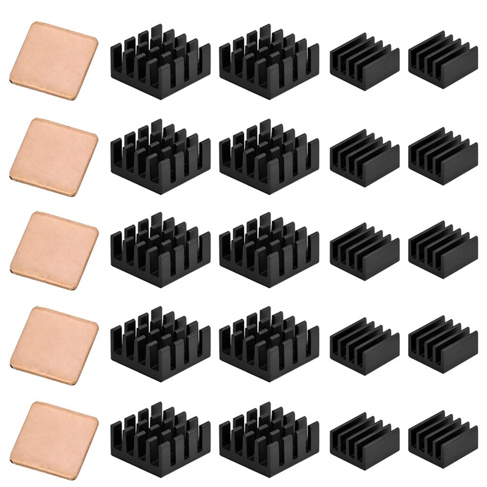 20Pcs Aluminum Raspberry Pi Heatsink + 5Pcs Copper Pad Shims Cooler for Raspberry Pi 3 B+ Pi 3 B i 2 Pi Model B+ Cooling