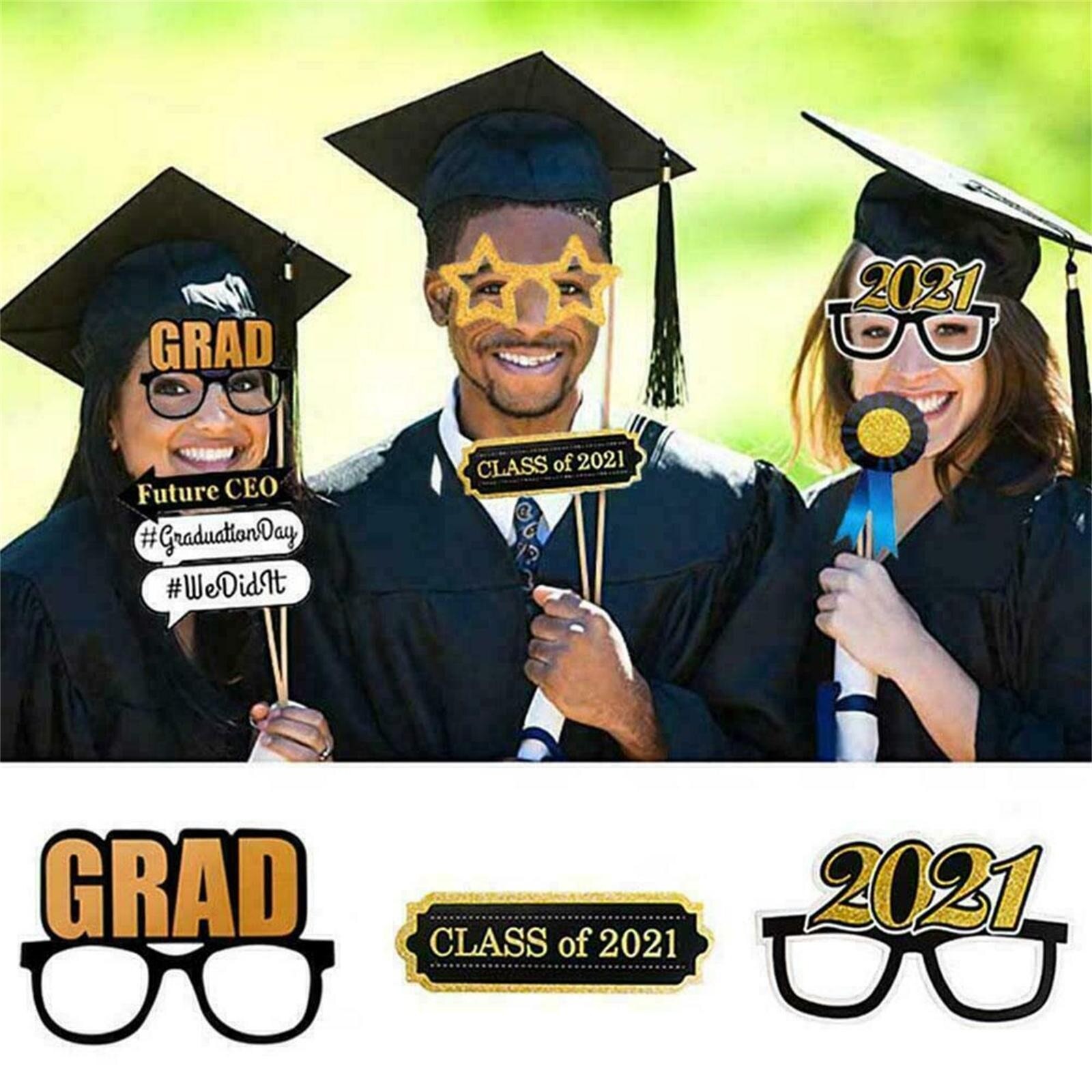 25 #28Pcs Papier Photo Booth Props Afstuderen Partij Decoratie Photobooth Bachelor Cap Grad Congrate Afgestudeerd Levert