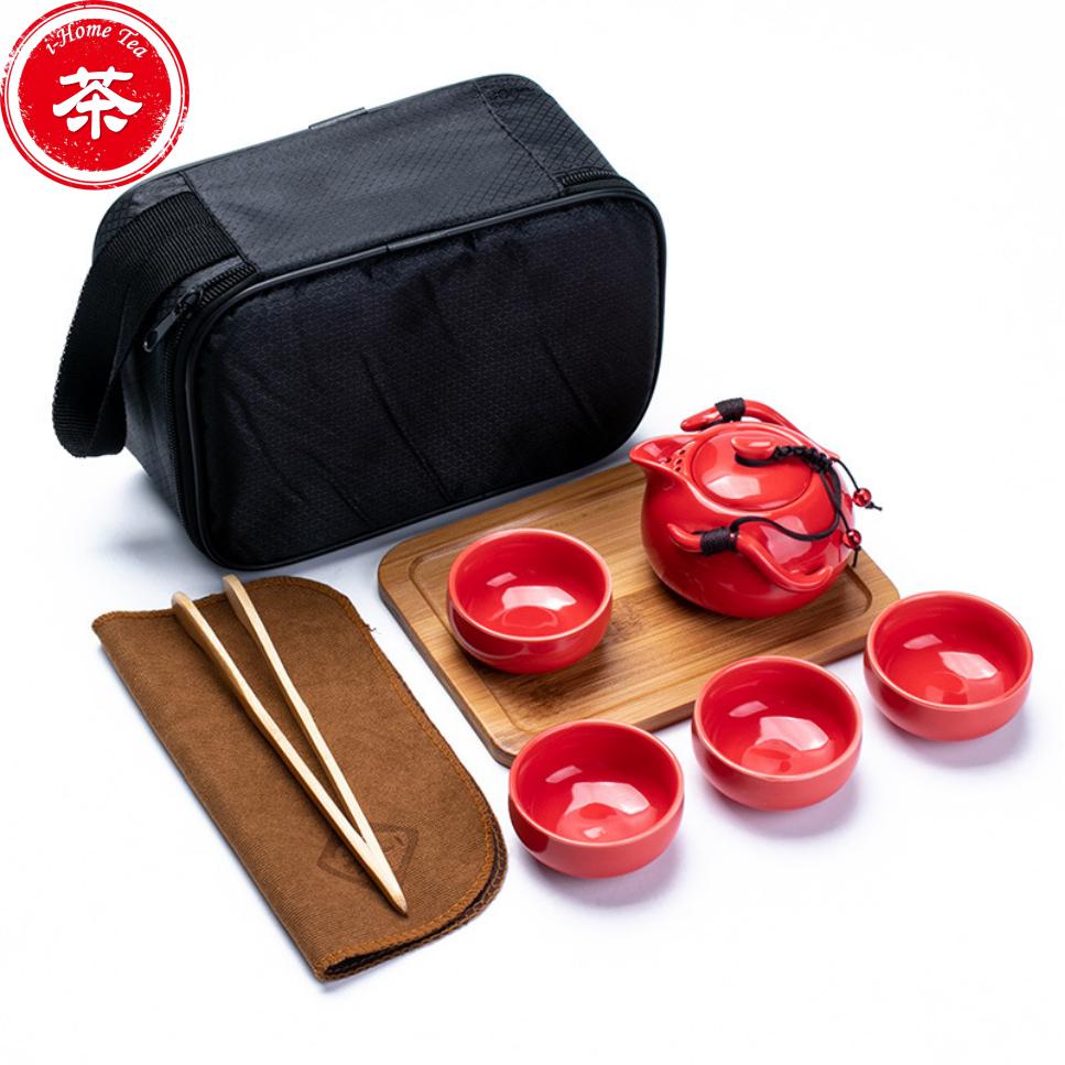 Curso conjunto de chá saco portátil, rápido convidado kungfu cerâmica, um pote, quatro xícaras de presentes do negócio do escritório