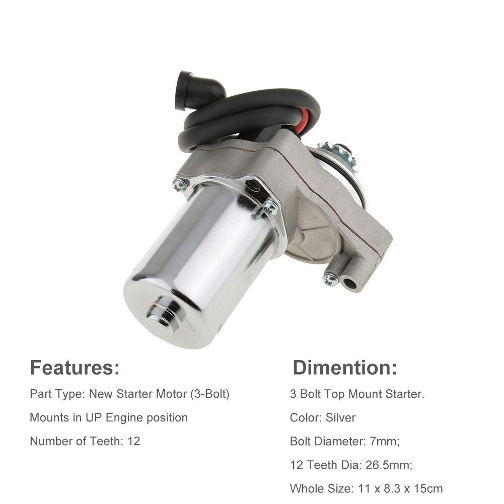 Chinese 50CC 70CC 90CC 110CC 125CC Atv Starter 3 Bolt Voor Taotao Jetmoto Roketa Sunl