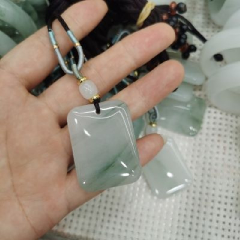 Ping An Brand Jade Pendant Floating Flowers Tianshan Cui Ping An Brand Pendant for Men and Women Pendant Neck Ornaments .