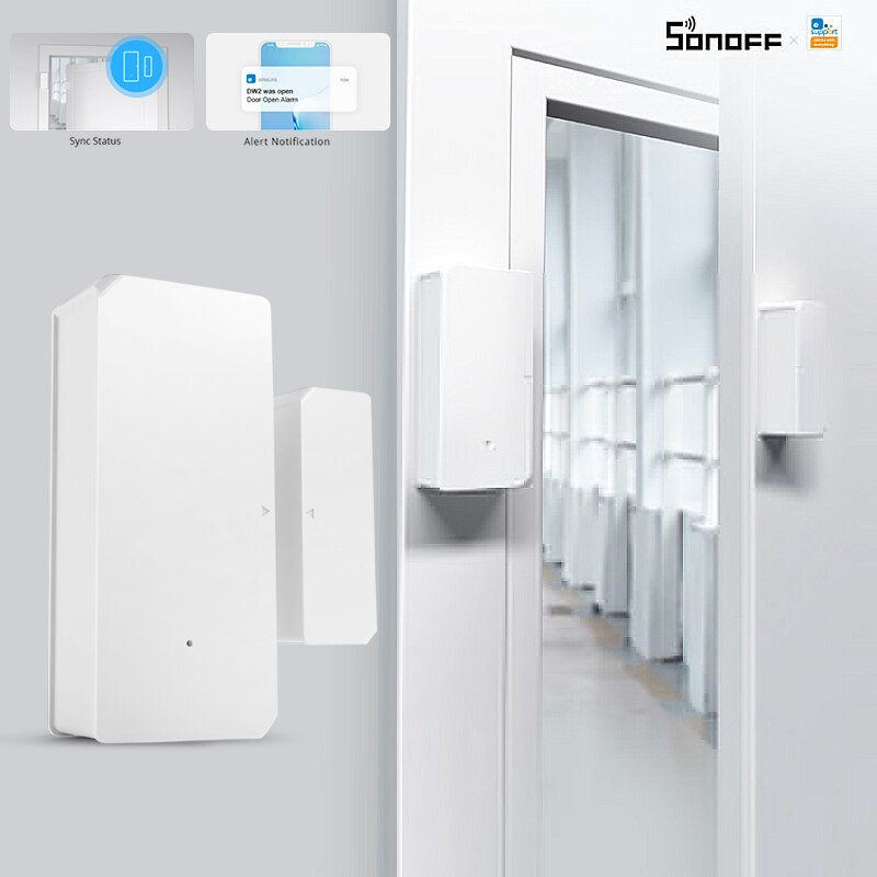 SONOFF-Sensor de ventana y puerta inalámbrico DW2, detectores abiertos/cerrados, notificación de alerta por aplicación eWeLink, alarma de seguridad para el hogar inteligente