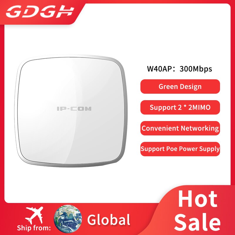 Répéteur Wifi PoE sans fil pour plafond d&#39;intérieur IP-COM W40AP AP 11n, Point d&#39;accès 300Mbps, antenne à Gain élevé pour couverture complète