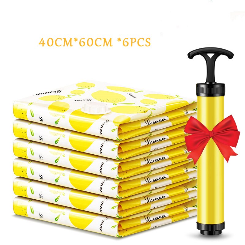 3/6Pcs Home Vacuum Storage Bags Foldable Compressed Air Organizer Bag for Clothes with Travel Bag Pump Space Saving Seal Packet: A 6pcs