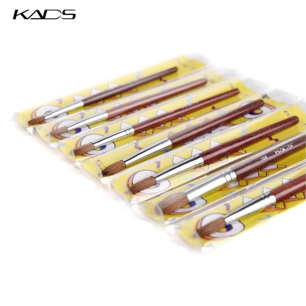 1 st kolinsky sable akryl borste uv gel carving pen pensel flytande pulver diy nagelteckning platt rund röd trä nagelkonst pensel