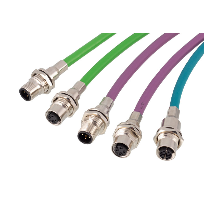 Adaptador de señal de enchufe RJ45, conector M12 Industrial de 8 pines, tipo X, codificación de prensado de remache a prueba de agua, macho y hembra