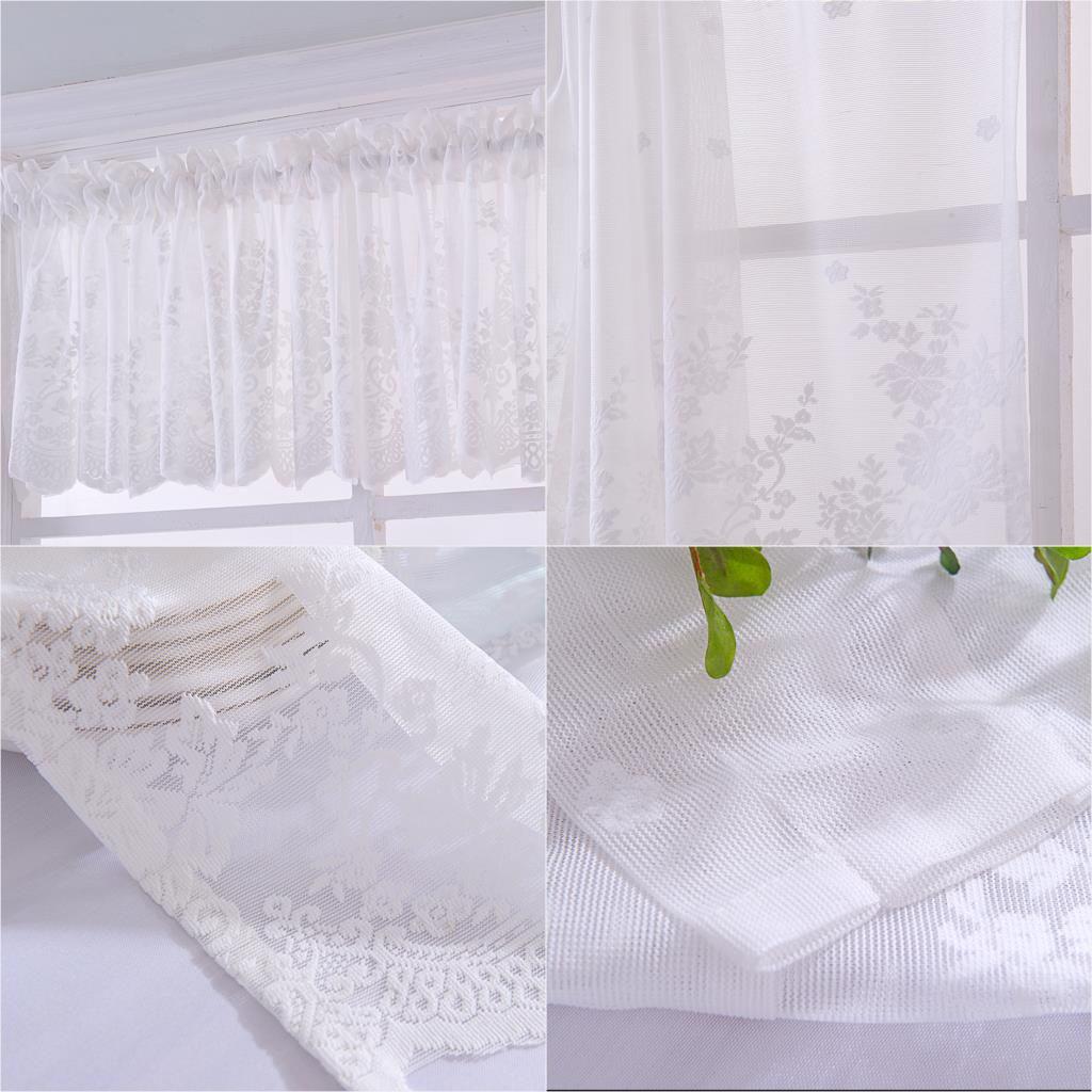 Modern Lace Jacquard Window Curtain Valance Lace Hem Coffee Short Curtain for Kitchen Cabinet Door Bedroom Home Decor