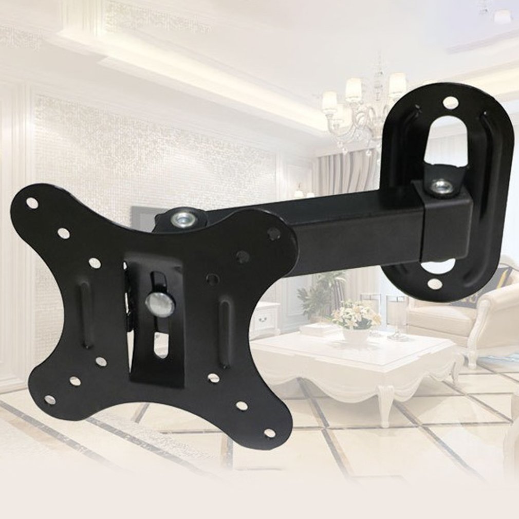 Support de montage mural TV réglable 14-27 pouces Support de cadre TV à écran plat inclinaison de 15 degrés avec petite clé pour moniteur LED