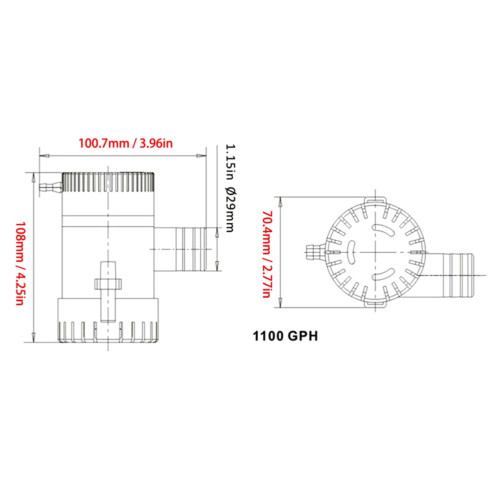12v 750gph lensepumpe, lavstøy lensepumpe, halvautomatisk bryter liten  elektrisk nedsenkbar pumpe for dreneringsforsyningskraft (12v-750gph)