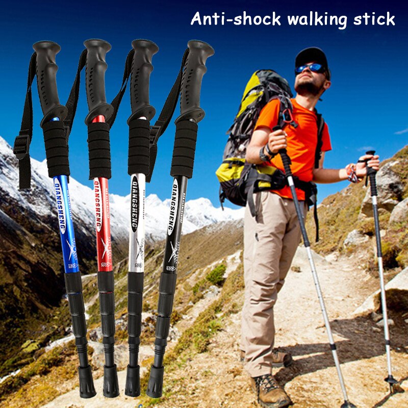 Anti Shock Hike Walking Stick 2pcs Nordic Walking Cane Aluminum Camp ...