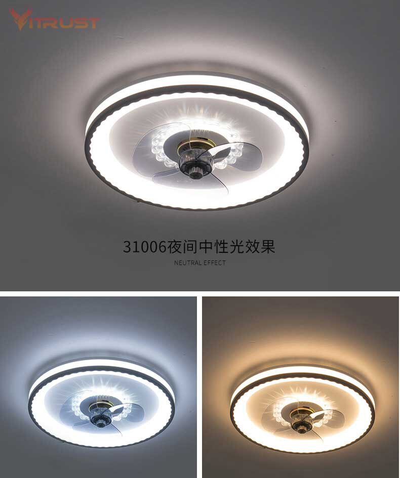 Usynlig vifte ledd taklampe fjernkontroll dimbar ultrastille kan timing vifte led 36w
