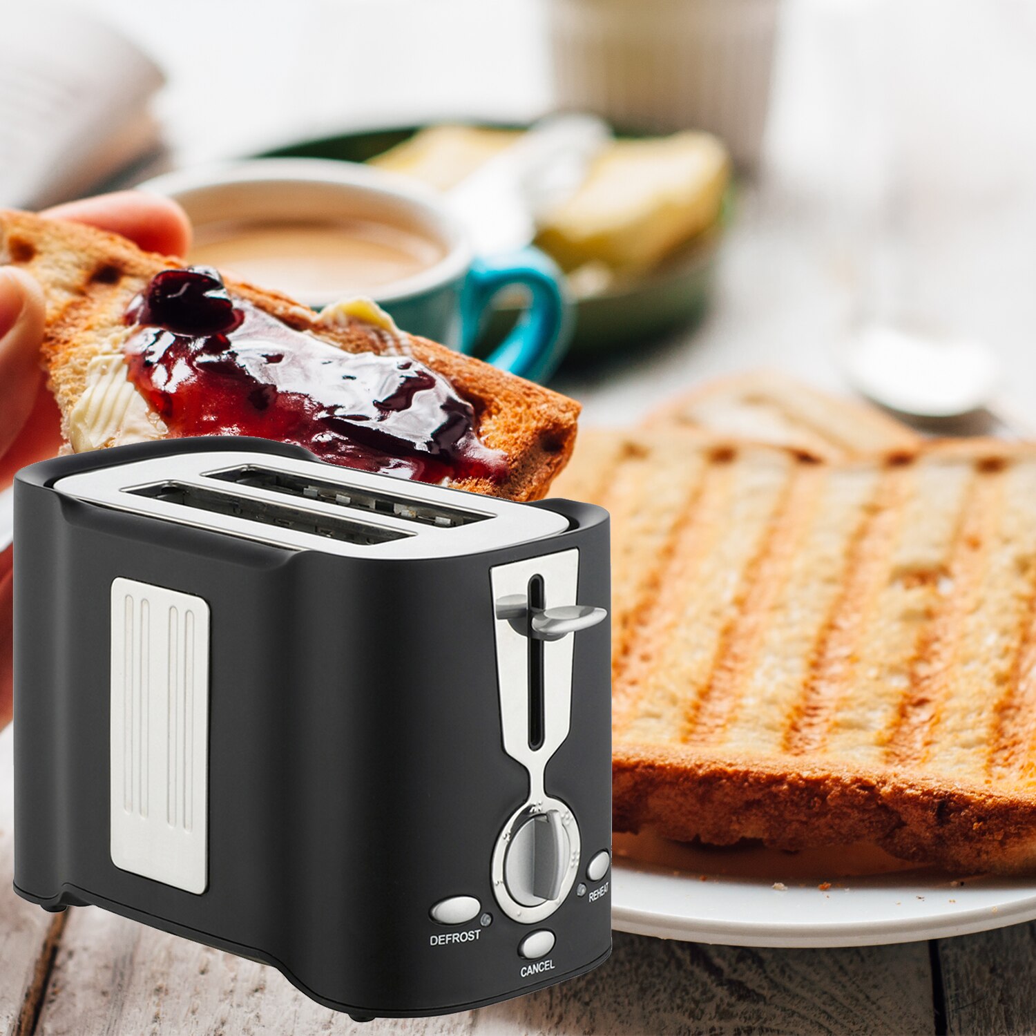 Toast Machine Multifunctional Household 2 Slice Bread Toasters with 6 Gear Adjustable Kitchen Appliances Breakfast Fast Maker