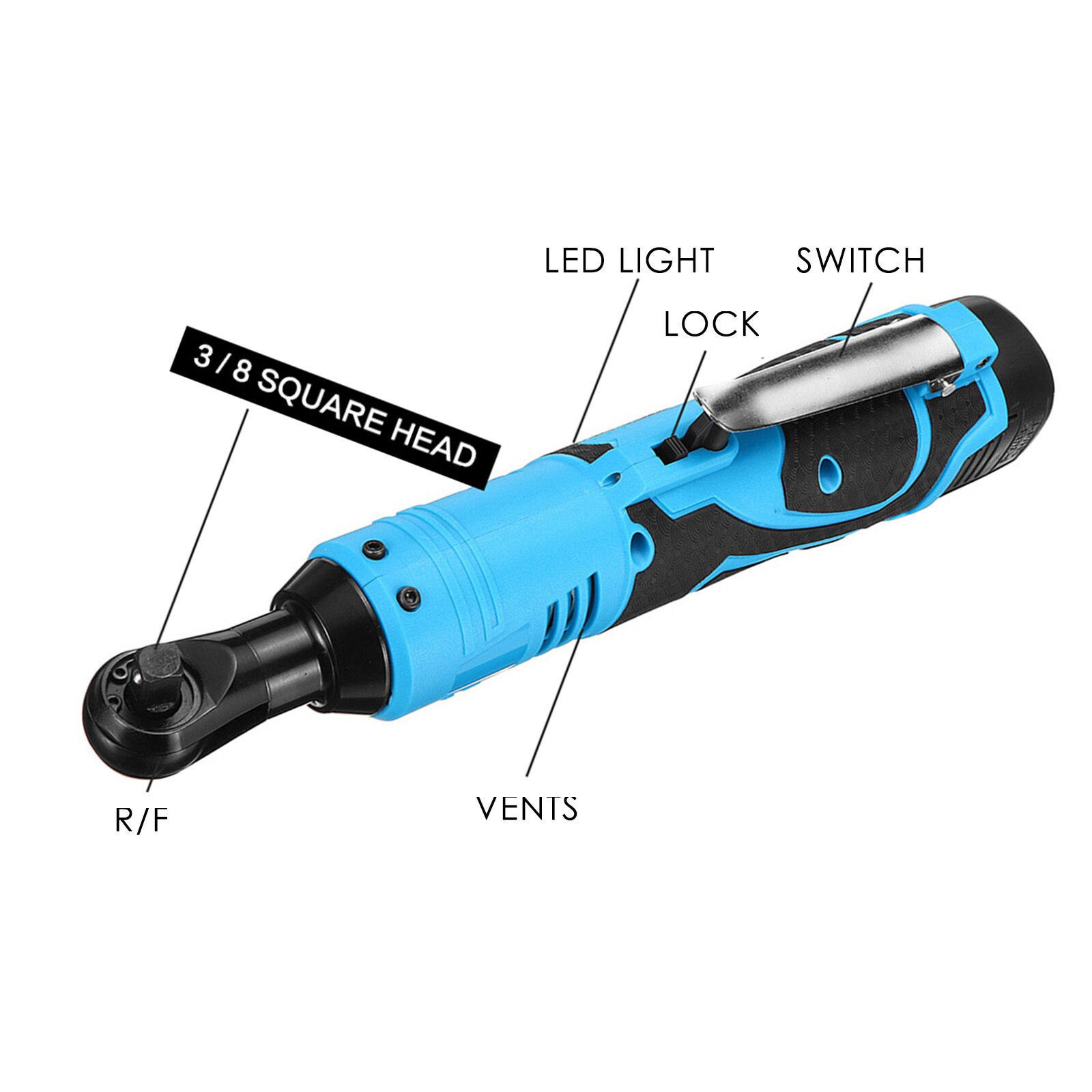 12V Electric Right Angle Wrench 3/8"Cordless Ratchet Wrench With Battery Set Rechargeable Car Repair Power Tool