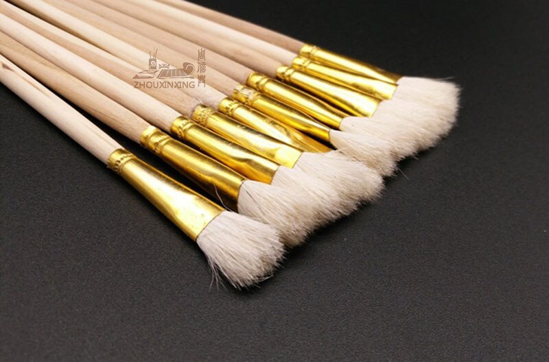 12pcs/Set paintbrush art wool hair Wooden Handle Paint Brush Supplies cleaning brush pen Depict pen color Painted pen Art brush