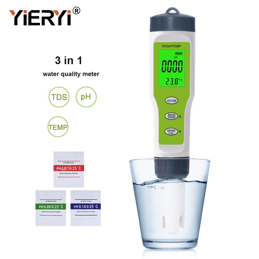 Yieryi tds ph meter ph/tds/ec/temperaturmåler digital vandmonitor tester til pools, drikkevand, akvarier