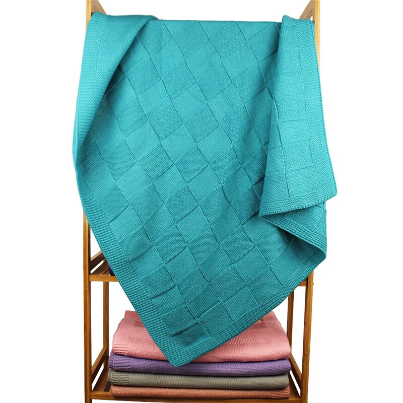 Herfst winter warme kinderwagen hoes deken winddicht quilt zacht rooster baby gebreide hoes deken verdikt effen buiten: Meerblauw