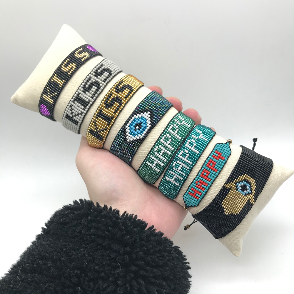 BLUESTAR MIYUKI Armbinde Bösen Augen Armbänder GLÜCKLICH knapp Pulseras Mujer Moda Handarbeit Gewebt Schmuck