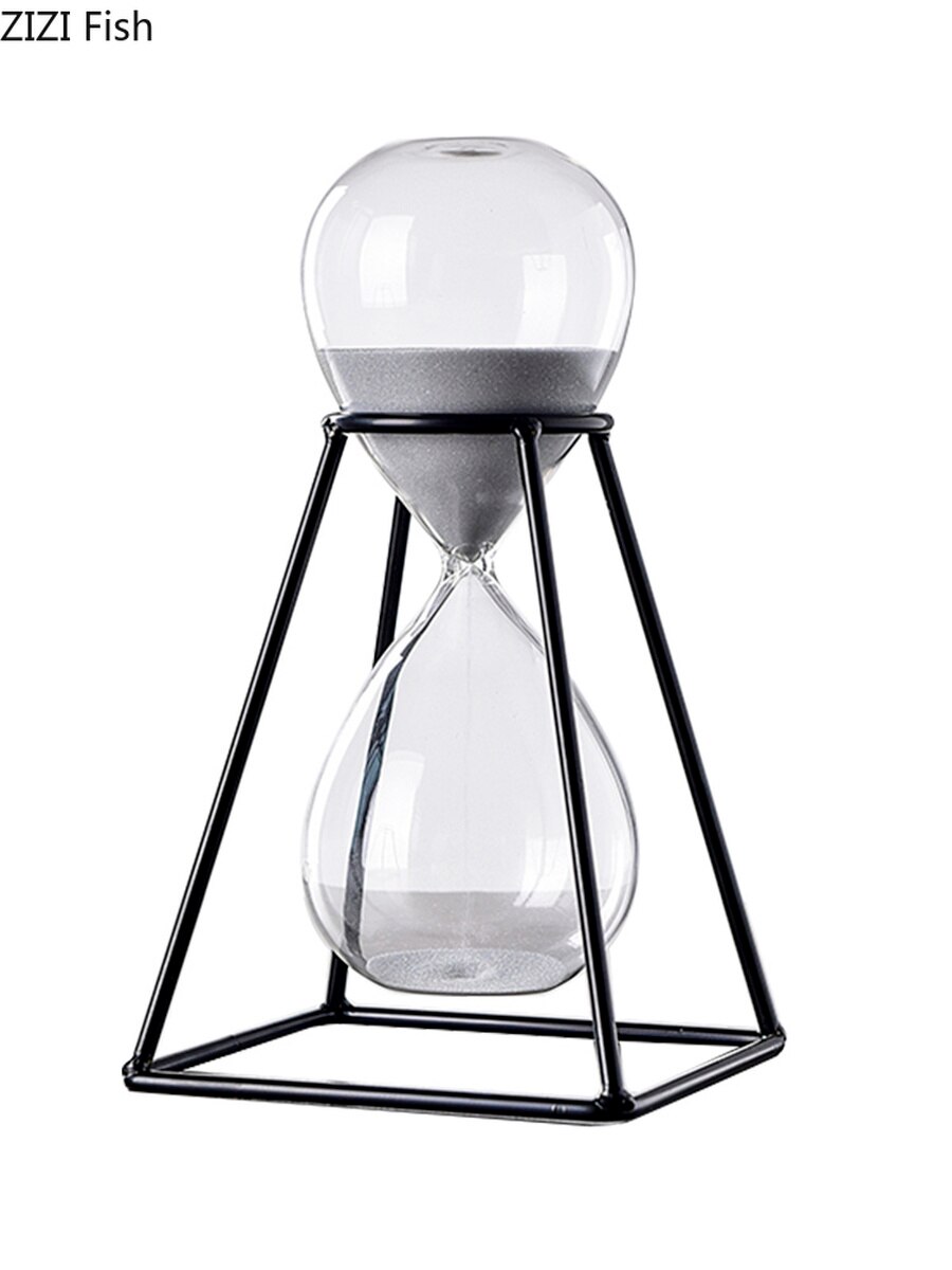 Metal Hourglass Timer 30 Minutes Modern Art Ornament Glass Timing Hourglass Office Living Room Desktop Home Decoration