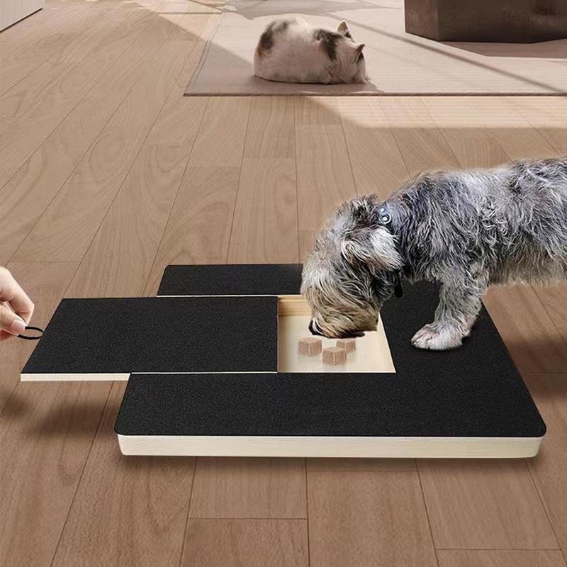 Hunde-Nagel-Kratzbrett mit integrierter Leckerli-Kasten, verstellbares Kratzbrett aus Holz, selbstkratzendes Spielzeug, Nagelfeilenbrett für Hunde