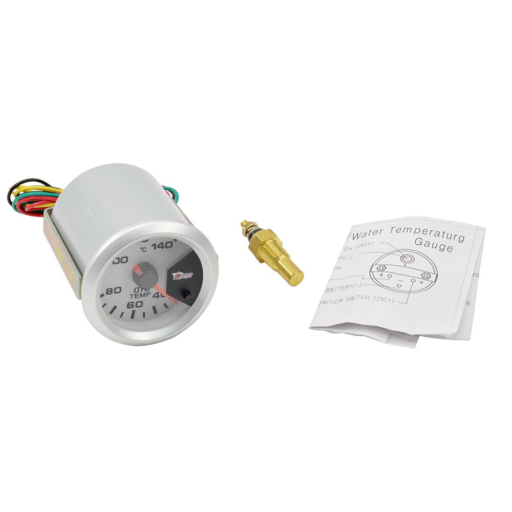 Dragon 52mm Stepper Motor Auto Car Oil Temp Meter 40-140 Celsius Temperature Gauge 7 Colors Backlight
