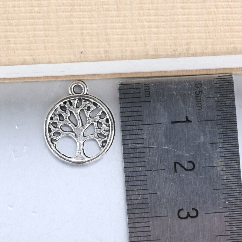 100pcs 15x15mm Antique Silver life Tree Trendy Charms Necklace Pendant Jewelry Accessory Making Man Women Retro Style Jewelry