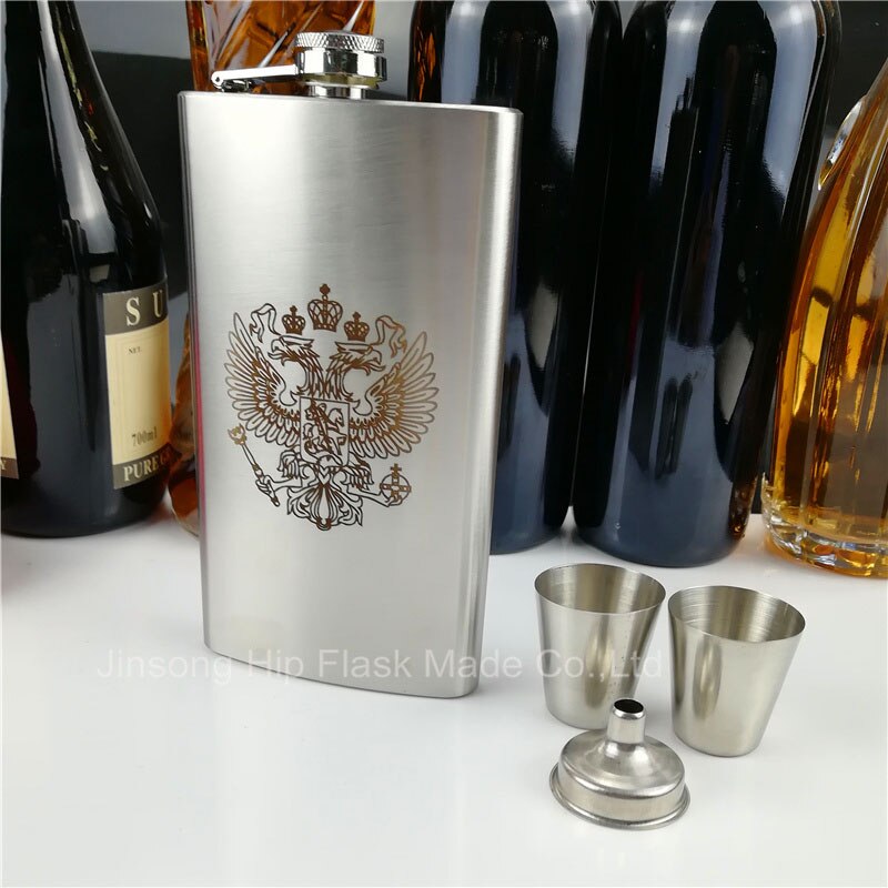 Lead -free 12oz whiskey flask stainless steel flask ,black and silver
