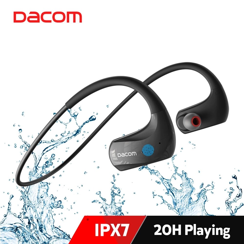 Dacom G93 Sport Draadloze Bluetooth Hoofdtelefoon IPX7 Waterdichte Bass Stereo Oortelefoon 20H Speeltijd Running Met Mic Aac Codecs
