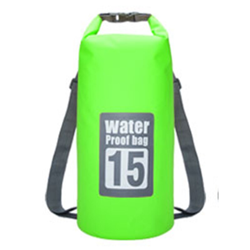 Sacs étanches 5l, 10l, 15l, 20l/30l, sac sec de rangement pour canoë, Kayak, Rafting Sport de plein air, Kit de voyage, sac à dos: 15L-Green