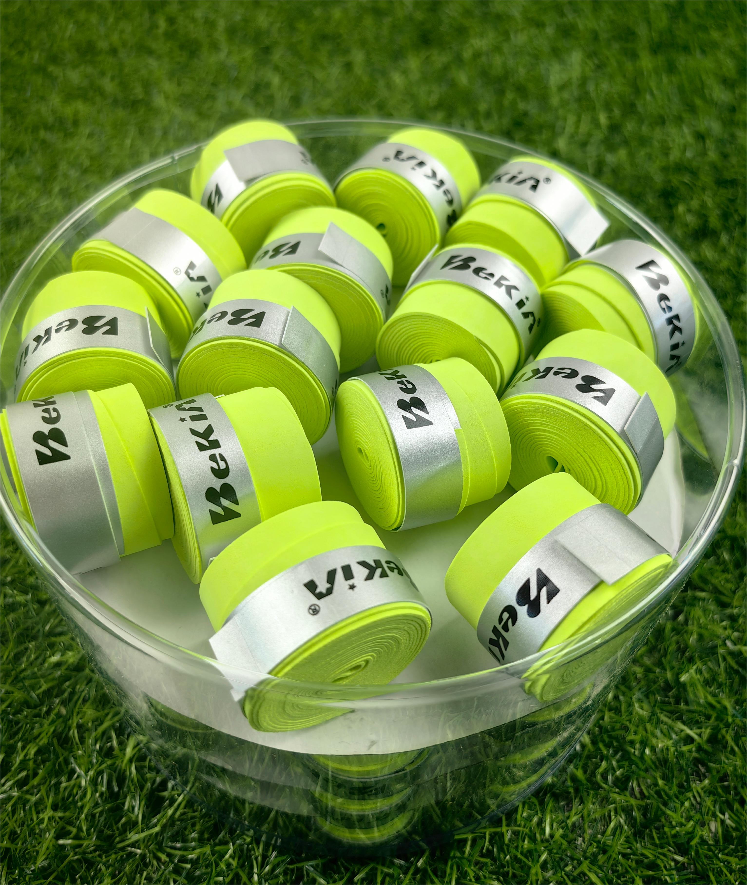 60 kpl/pakkaus kuiva tennismailan kahva liukumaton hikeä imevä suojus tapit sulkapallokahvat mailan tärinäsuoja hikinauha: Mintunvihreä