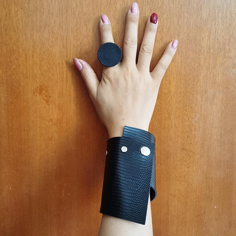 Tekstur læderarmbånd til kvinder armbånd femme punk wrap armbånd & armringe femme smykker: 4