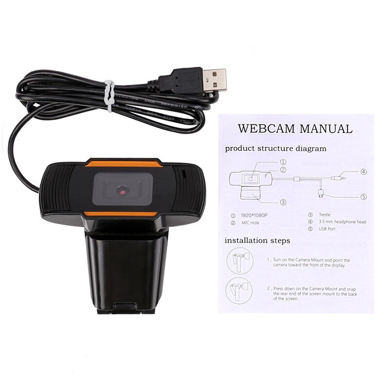 30 degrés rotatif 2.0 Hd Webcam 1080p Usb caméra vidéo enregistrement Web caméra avec Microphone pour ordinateur de bureau