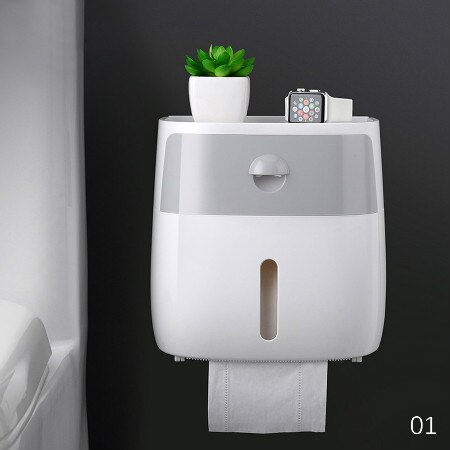 Punch-Free Roll Paper Holder Plastic Storage Box Bathroom Toilet Waterproof Tissue Box Toilet Paper Holder Home Wipes Container: 5
