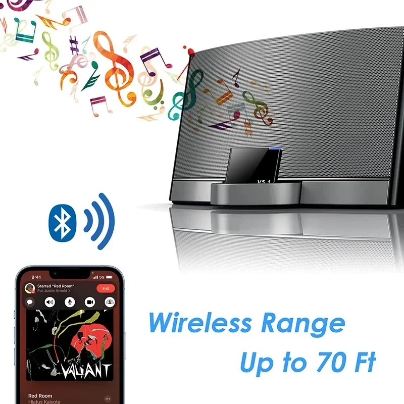 I-WAVE 30 Pin Bluetooth 5.1 Audio Receiver A2DP Musik Mini Wireless Adapter Für iPhone iPod 30 Pin Jack Analog lautsprecher
