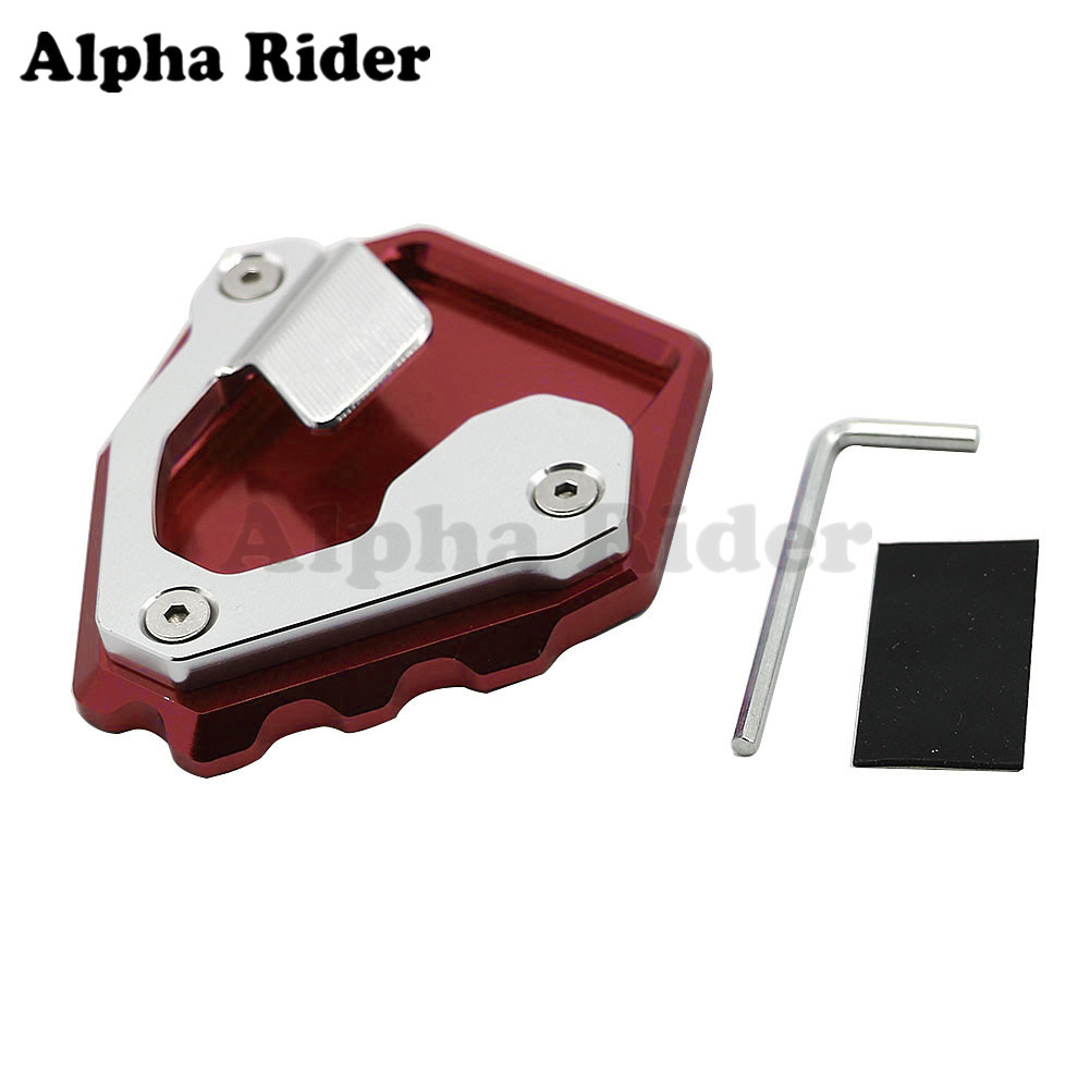 5 Colors For Honda African Twin CRF1000L Kickstand Side Stand Extension Base Plate Pad Foot Support Enlarger: Red with Silver